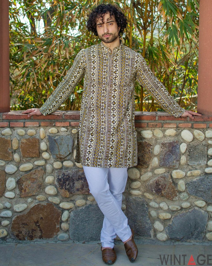 Jaipur 100% Cotton Brown Long Kurta Pajama