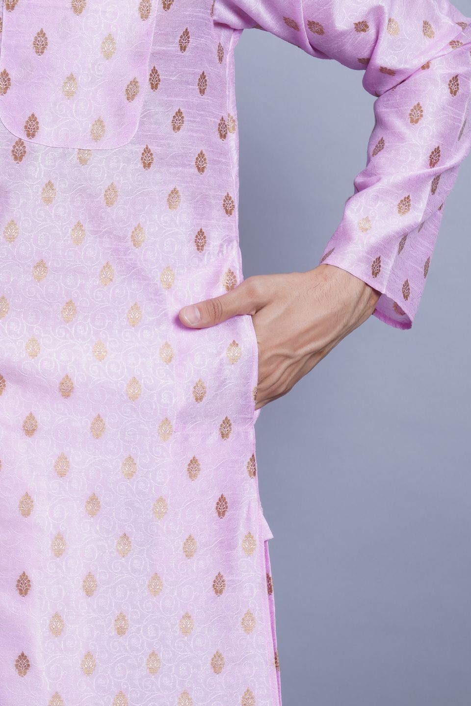 Banarasi Art Silk Cotton Pink Kurta Pajama