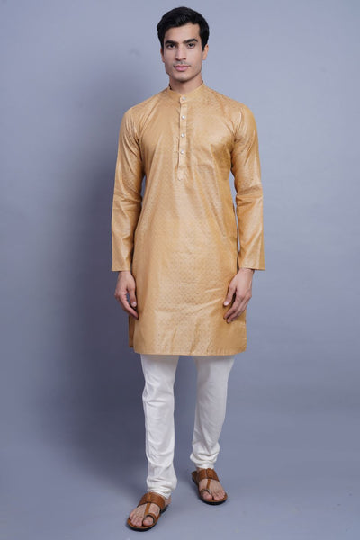 Banarasi Art Silk Cotton Gold Kurta Pajama