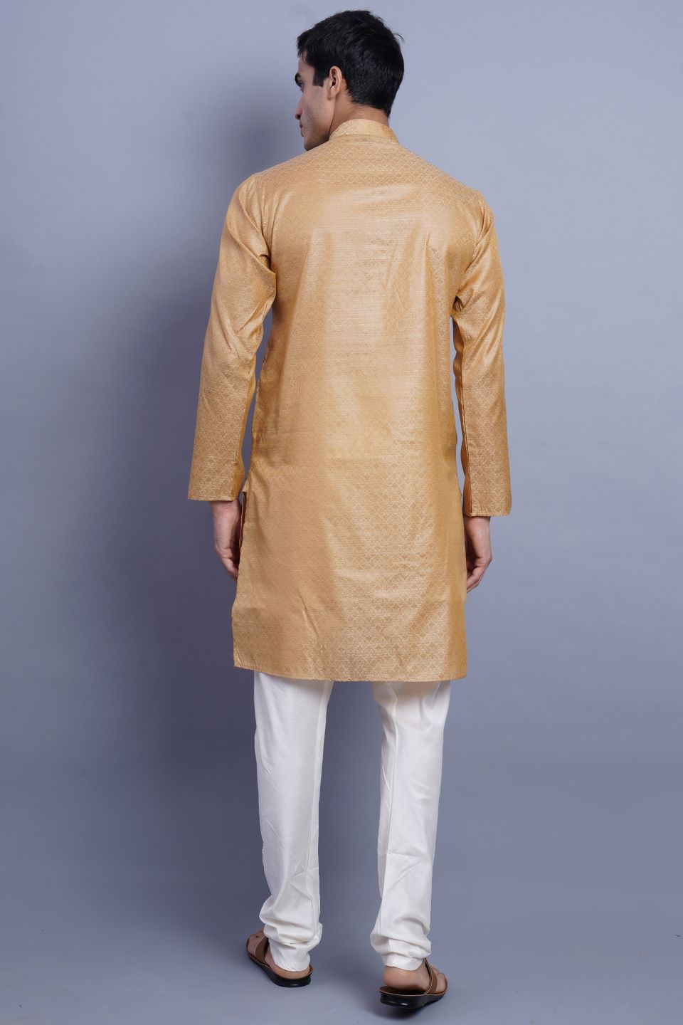 Banarasi Art Silk Cotton Gold Kurta Pajama