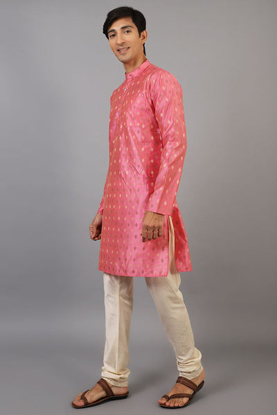 Banarasi Art Silk Cotton Pink Kurta Pajama