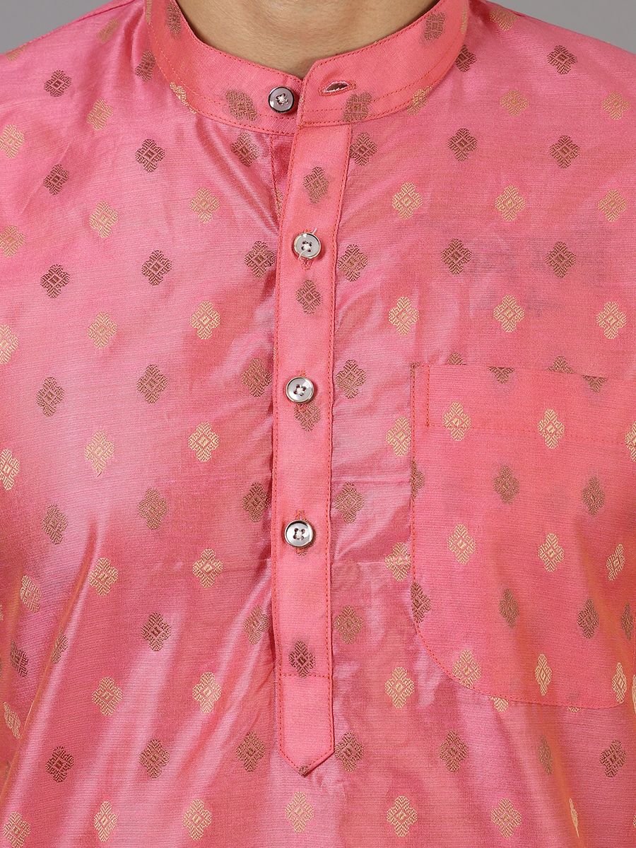 Banarasi Art Silk Cotton Pink Kurta Pajama