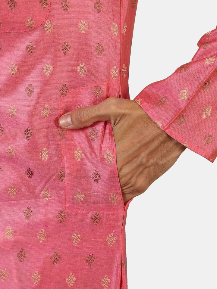 Banarasi Art Silk Cotton Pink Kurta Pajama