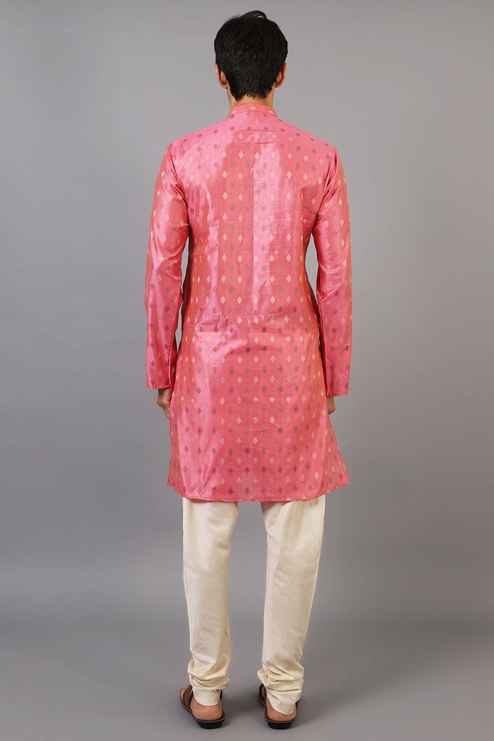 Banarasi Art Silk Cotton Pink Kurta Pajama