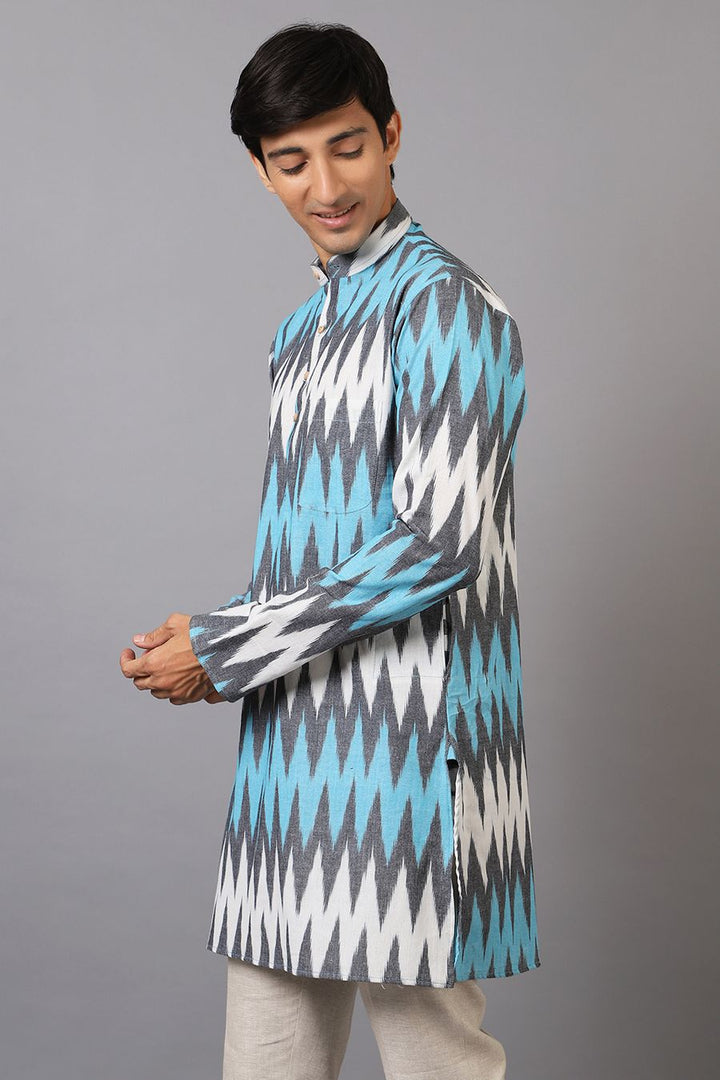 Ikat Cotton Multicolored Long Kurta 