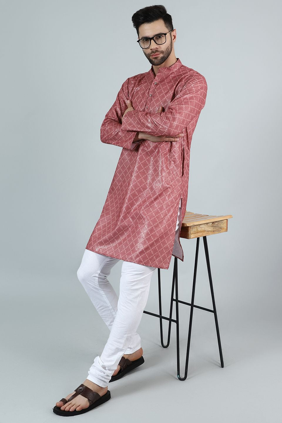 Digital Print Cotton Silk Pink Kurta Pyjama