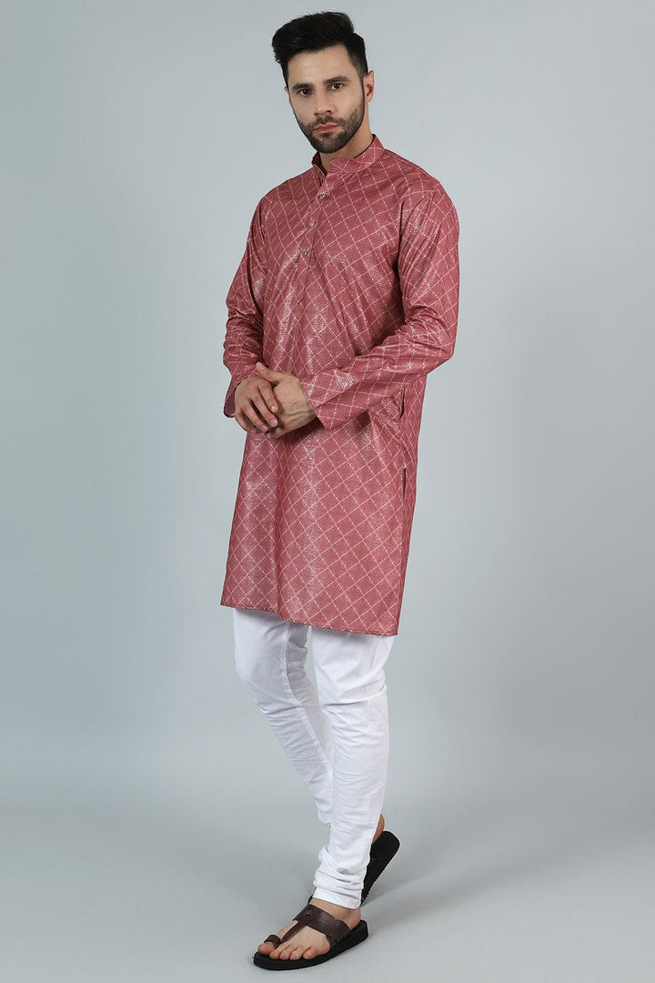 Digital Print Cotton Silk Pink Kurta Pyjama