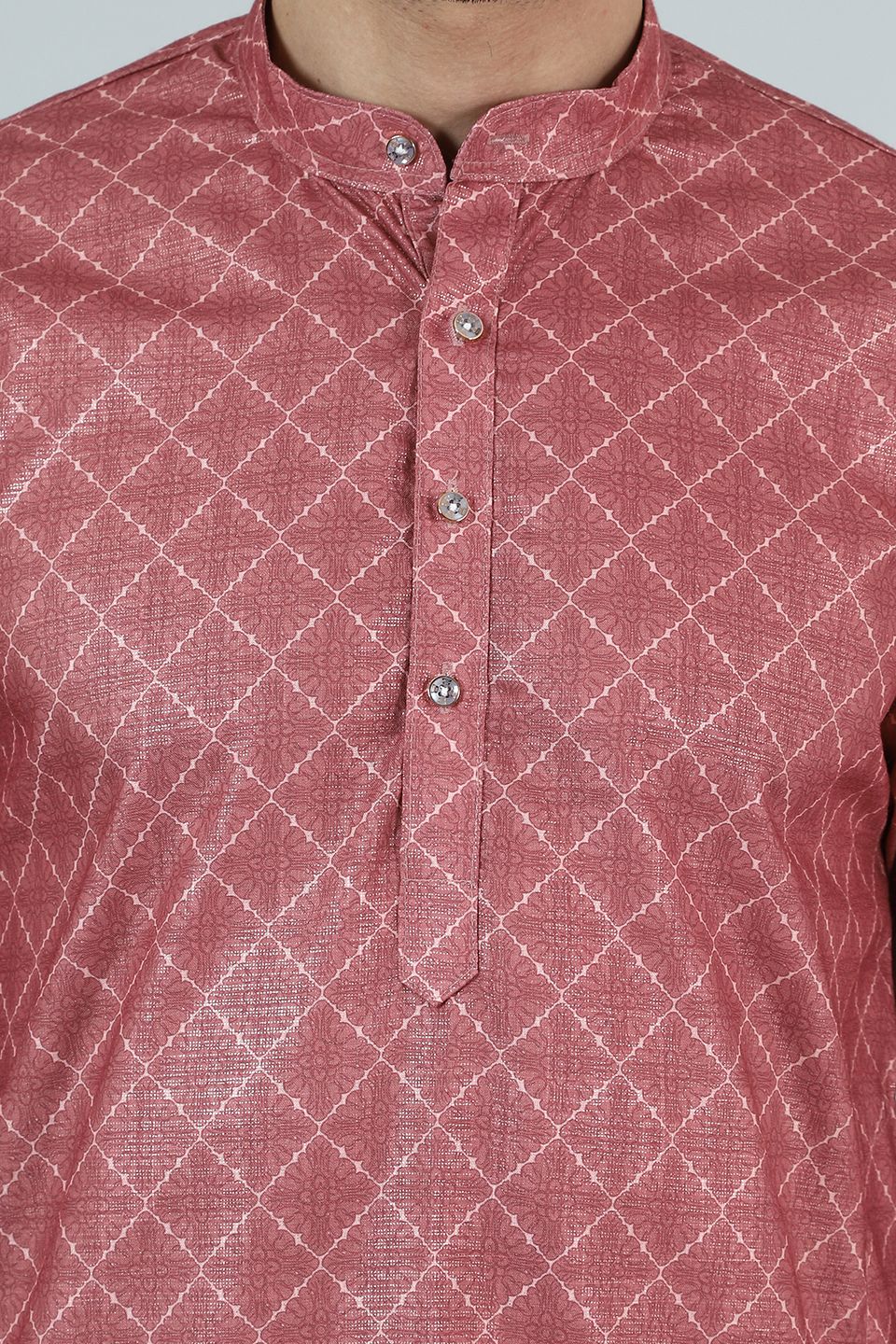 Digital Print Cotton Silk Pink Kurta Pyjama