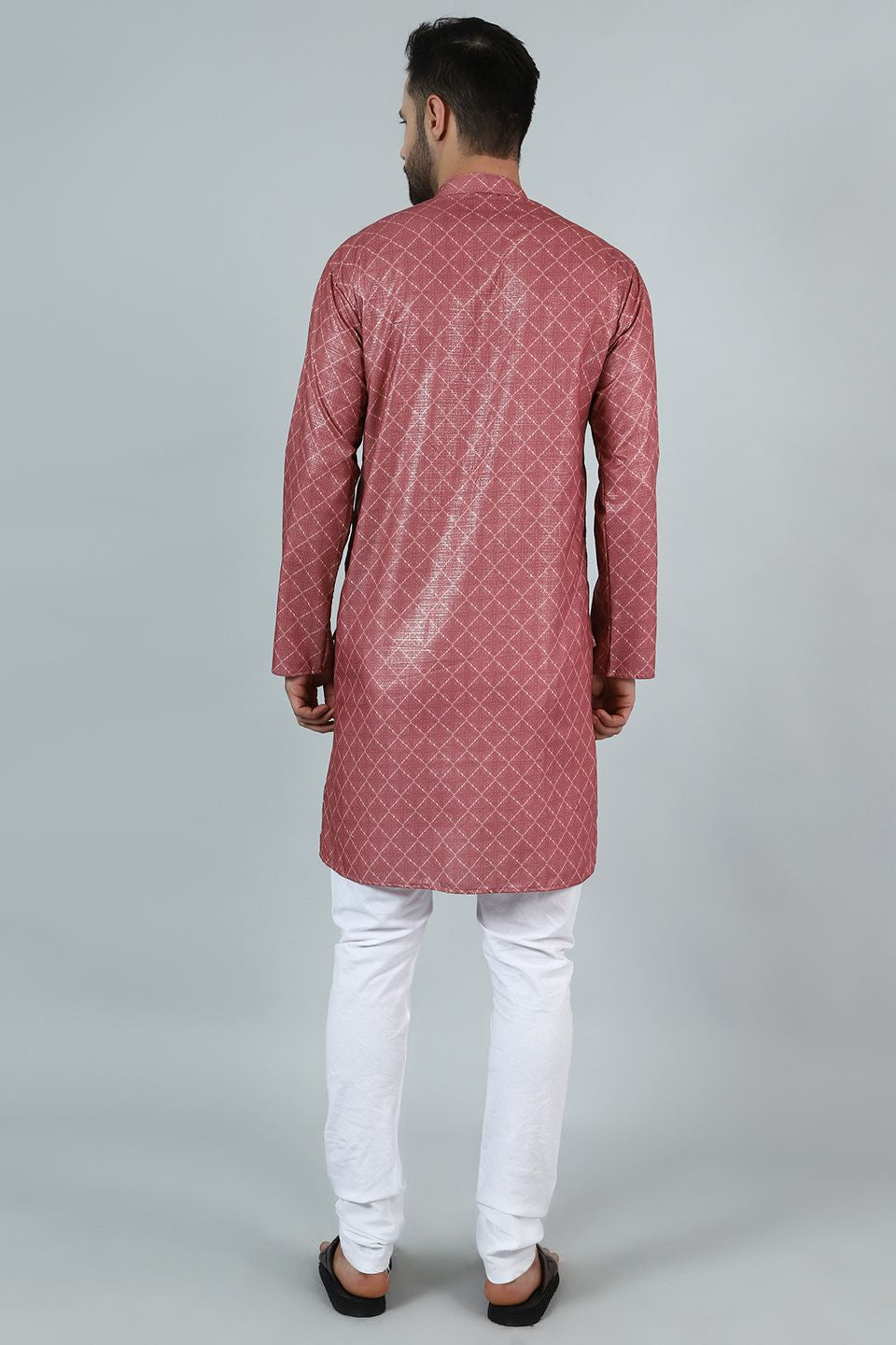 Digital Print Cotton Silk Pink Kurta Pyjama