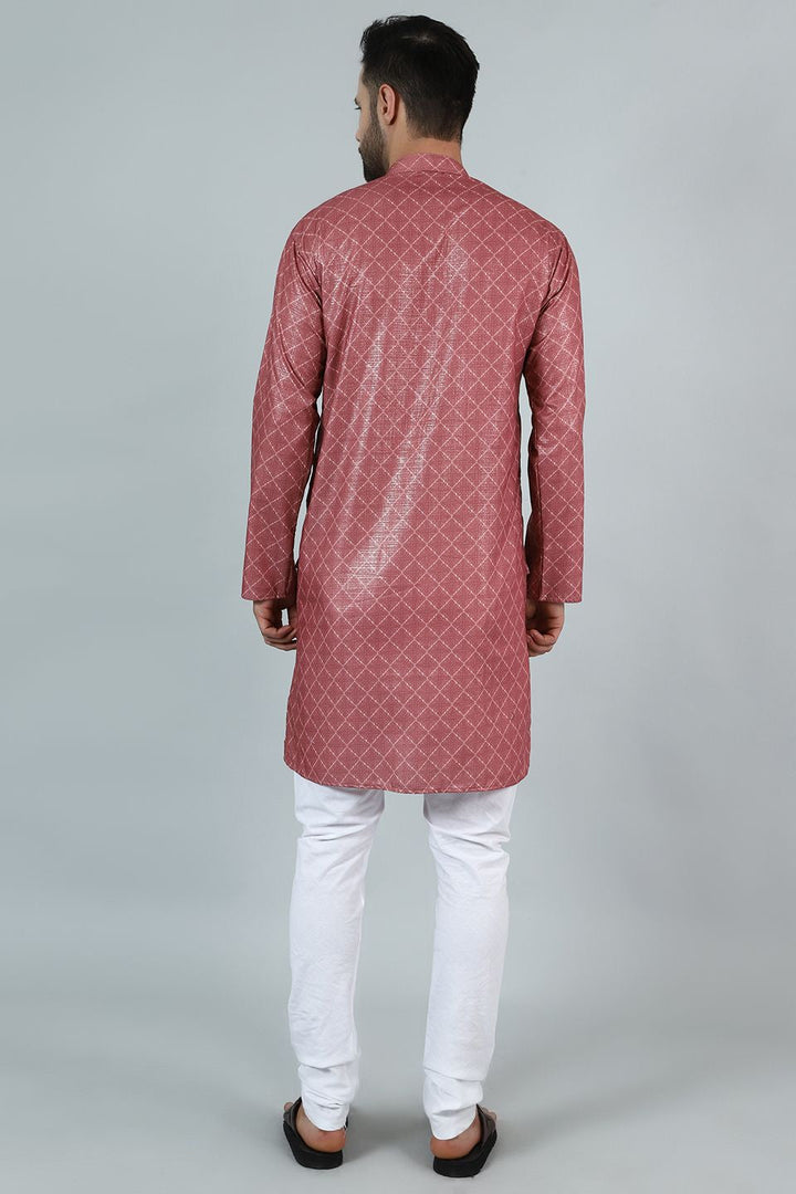 Digital Print Cotton Silk Pink Kurta Pyjama