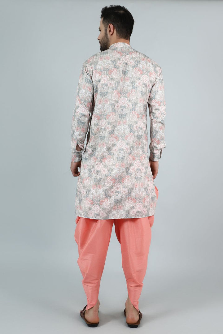 Digital Print Cotton Silk Pink Kurta Pyjama