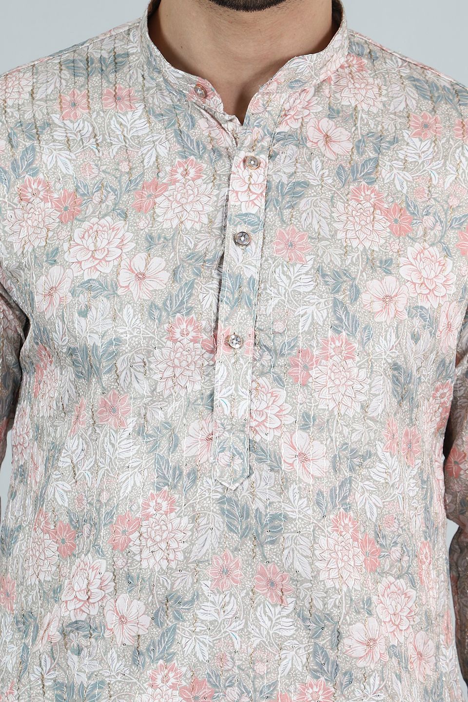 Digital Print Cotton Silk Pink Kurta Pyjama