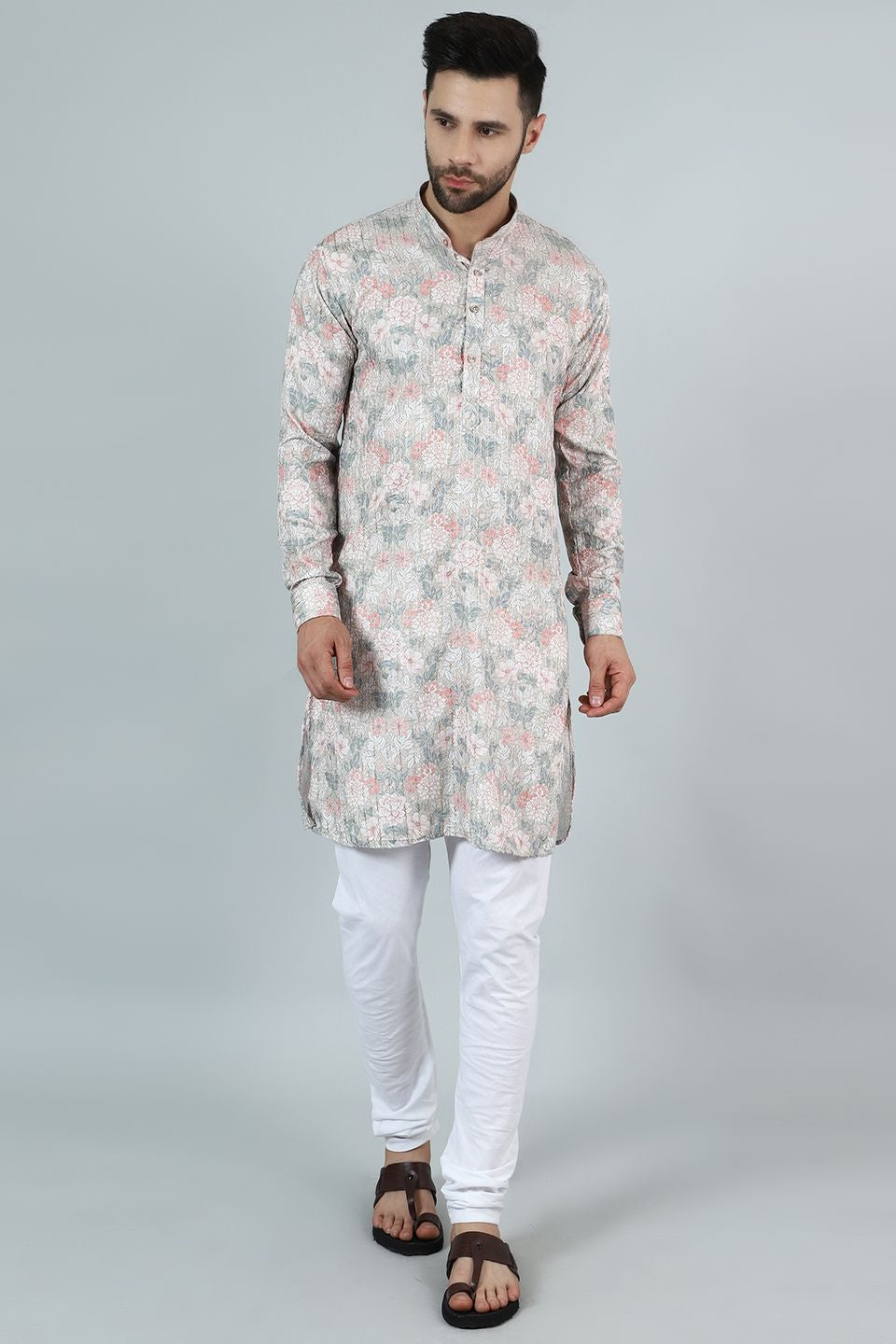 Digital Print Cotton Silk Pink Kurta Pyjama