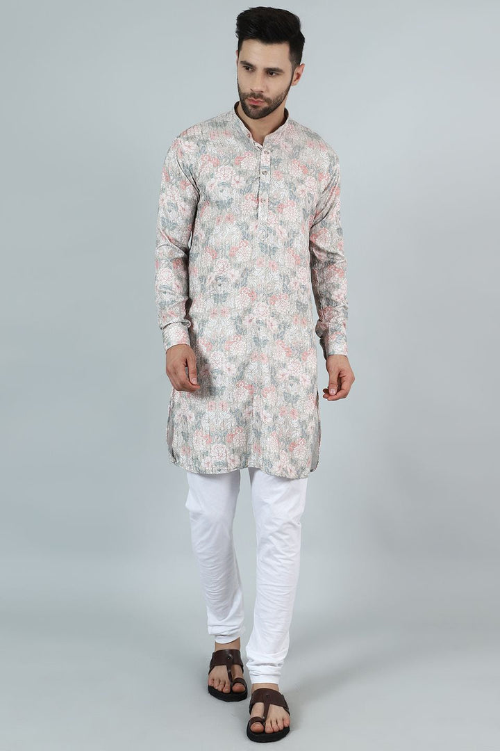 Digital Print Cotton Silk Pink Kurta Pyjama