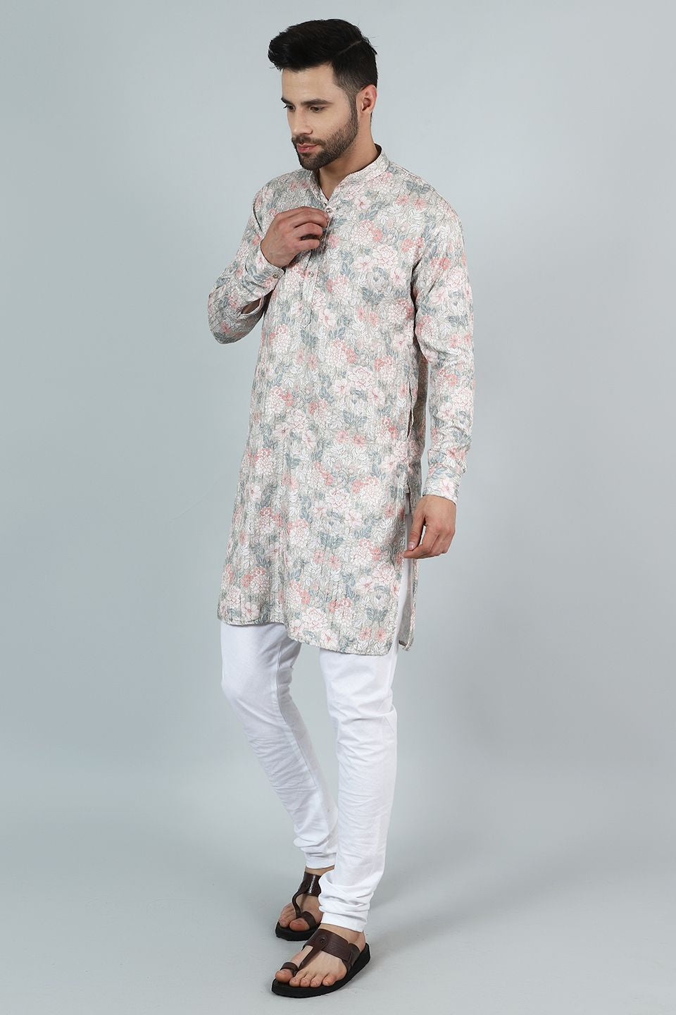 Digital Print Cotton Silk Pink Kurta Pyjama