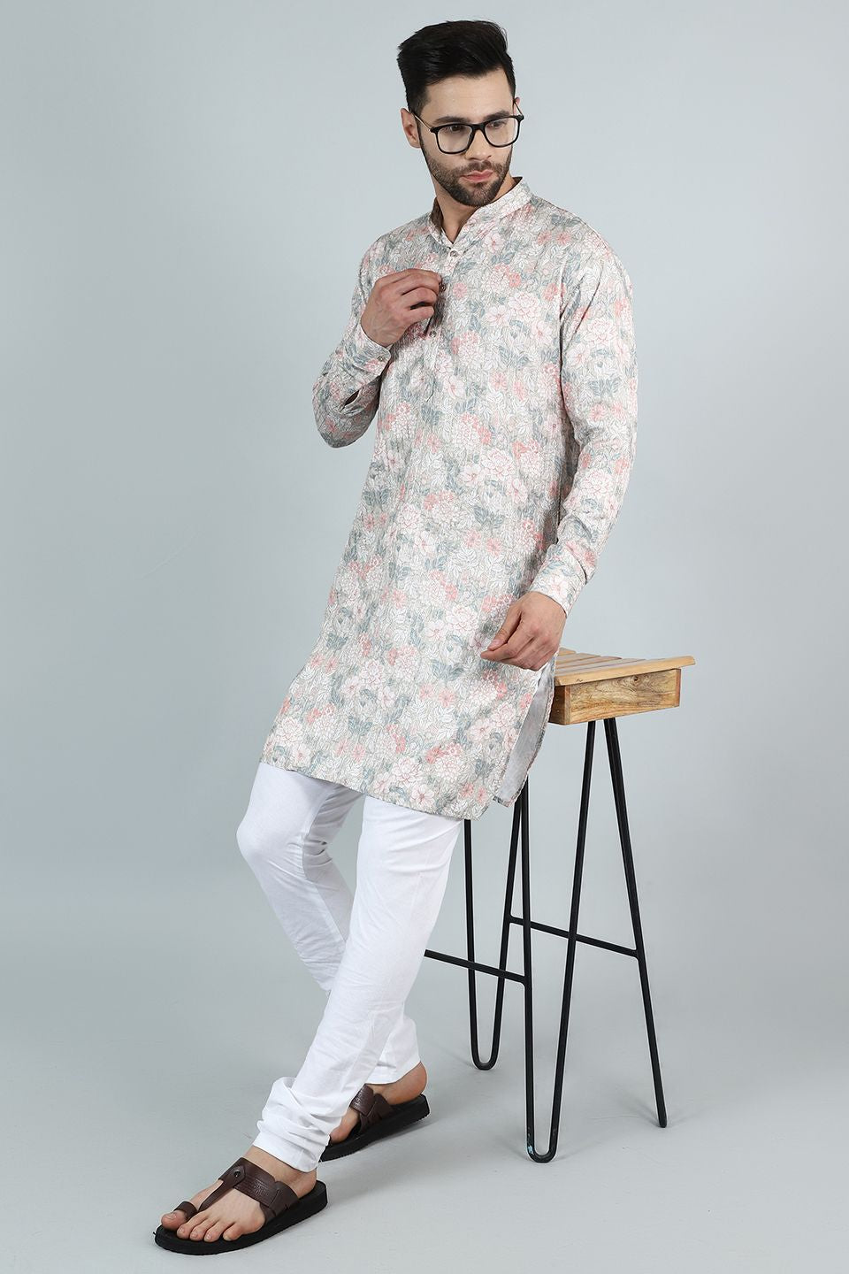 Digital Print Cotton Silk Pink Kurta Pyjama