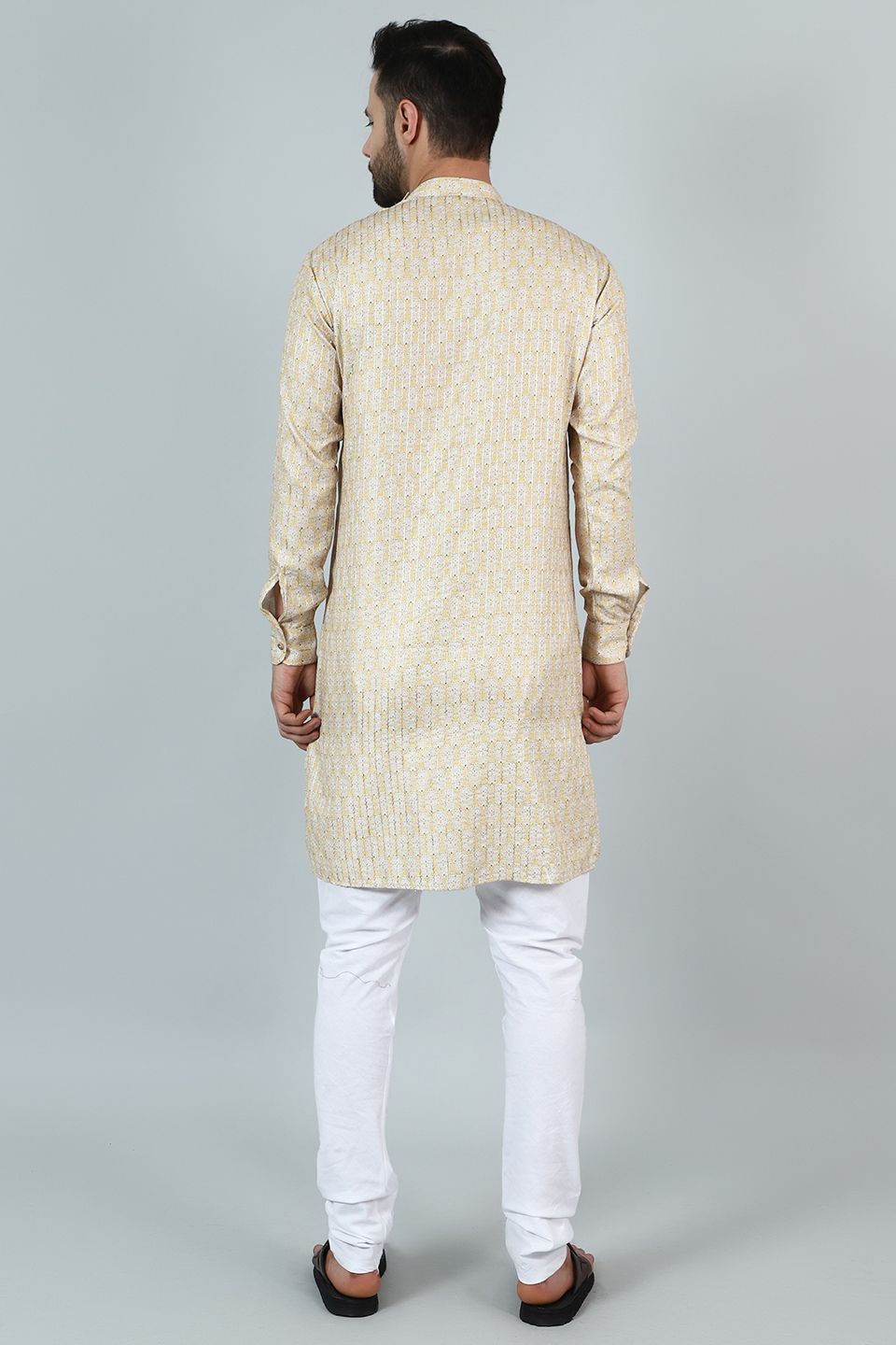 Digital Print Cotton Silk Yellow Kurta Pyjama