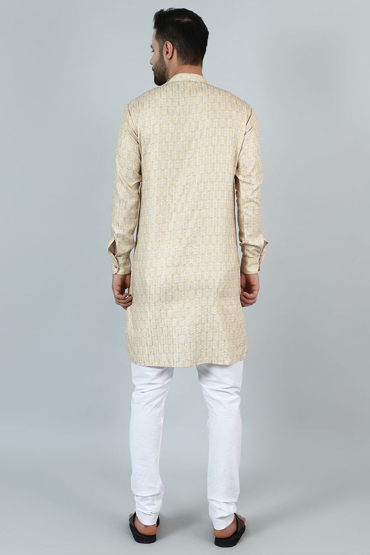 Digital Print Cotton Silk Yellow Kurta Pyjama