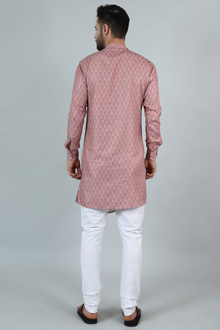 Digital Print Cotton Silk Pink Kurta Pyjama