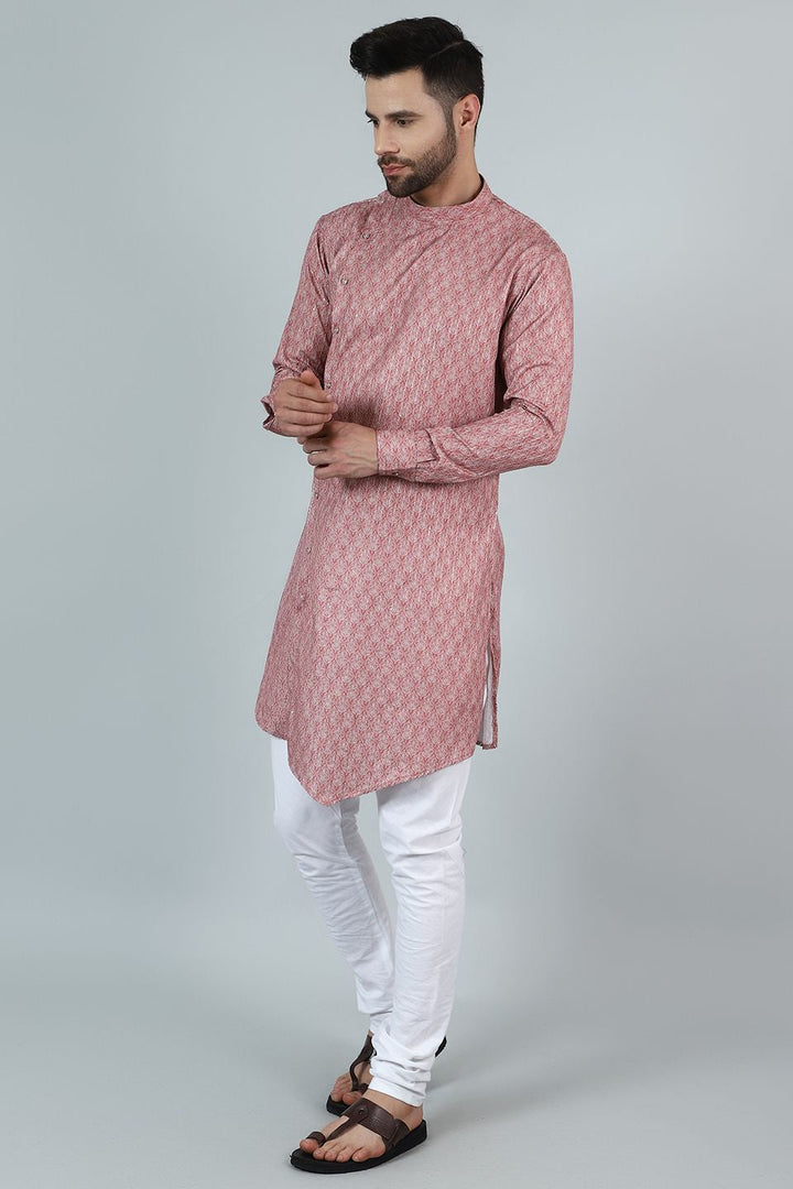 Digital Print Cotton Silk Pink Kurta Pyjama