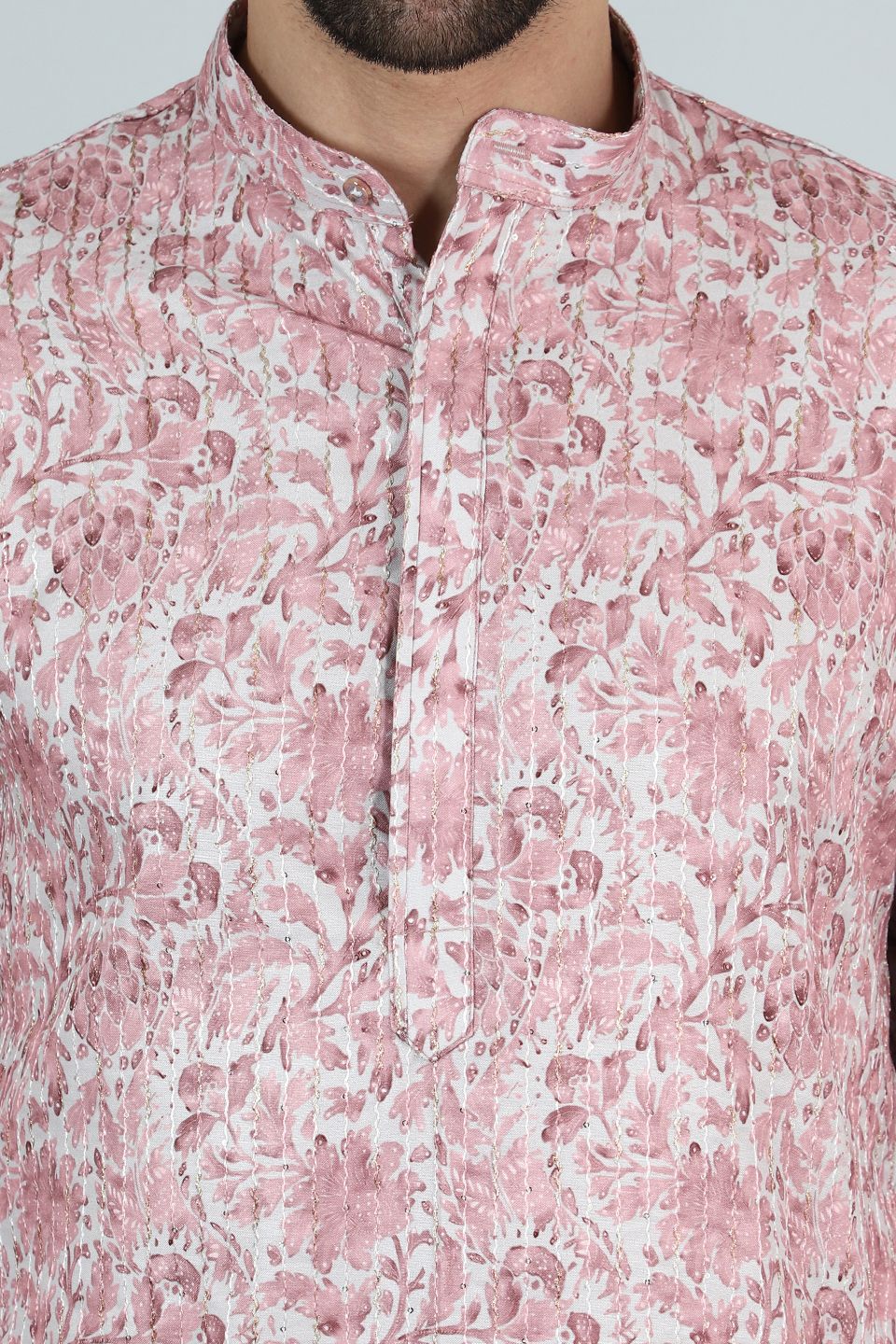 Digital Print Cotton Silk Pink Kurta Pyjama