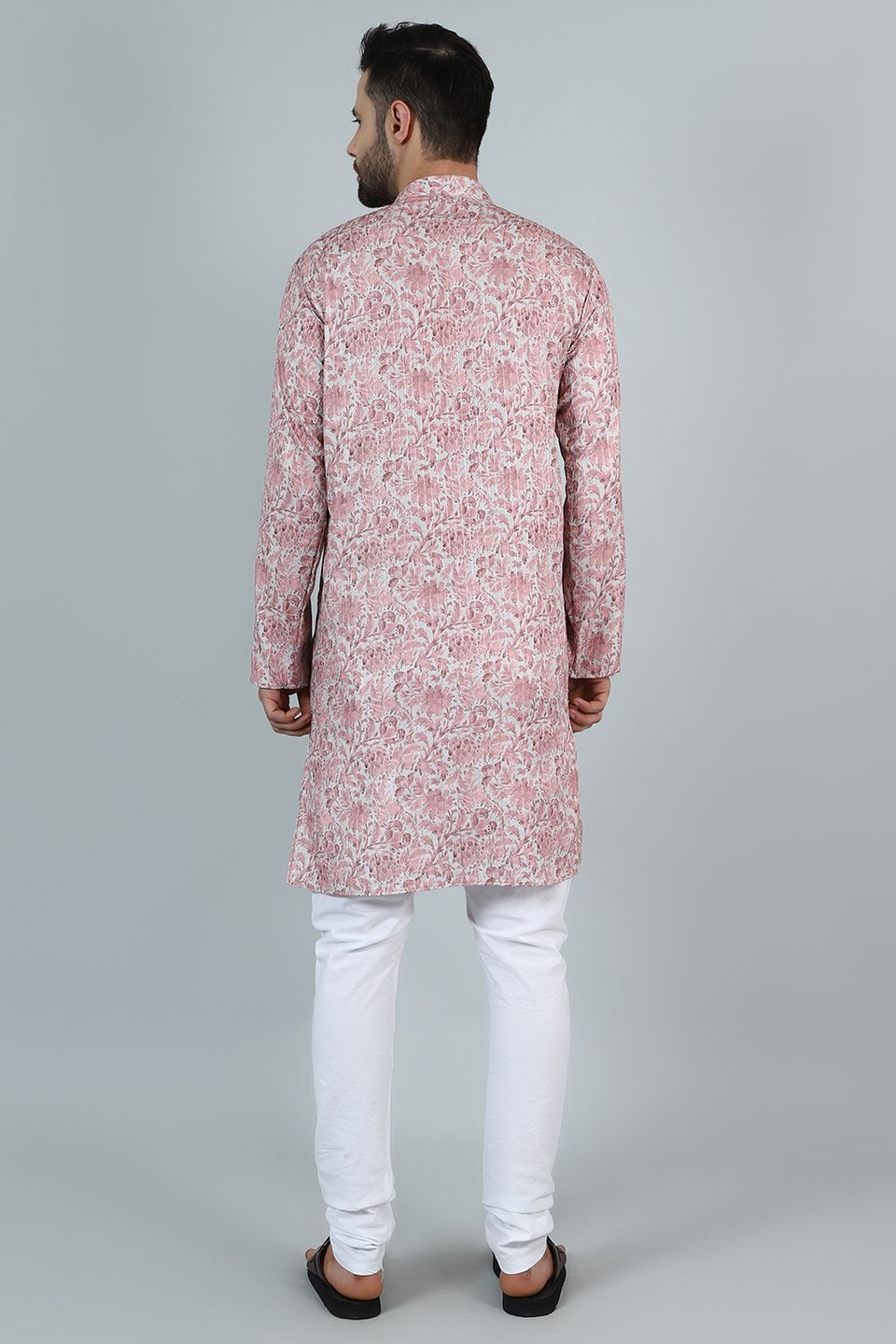 Digital Print Cotton Silk Pink Kurta Pyjama