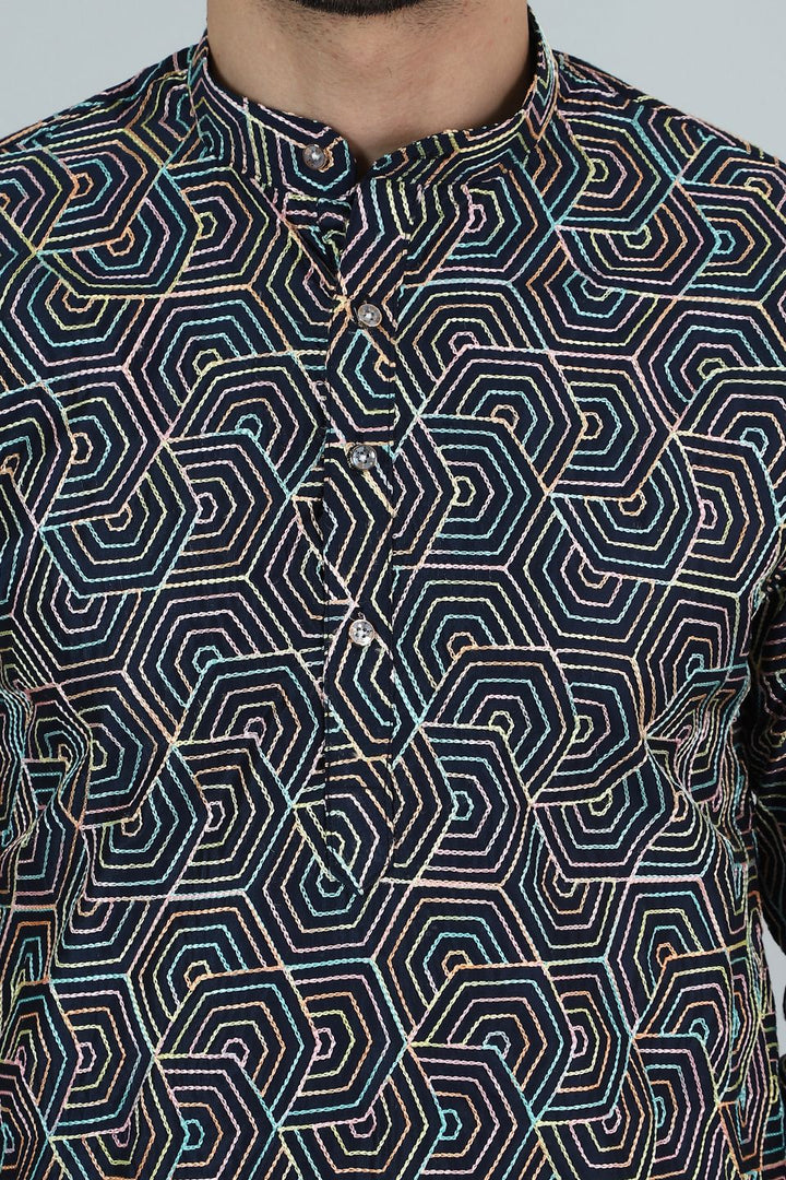 Digital Print Cotton Silk Multicolored Kurta Pyjama