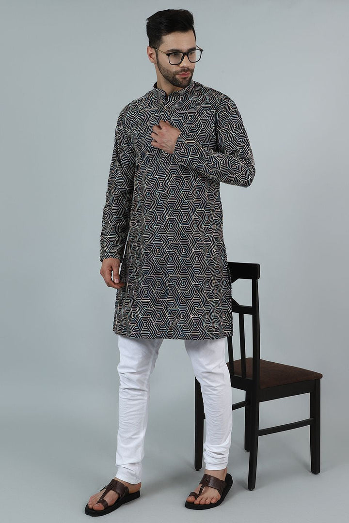 Digital Print Cotton Silk Multicolored Kurta Pyjama