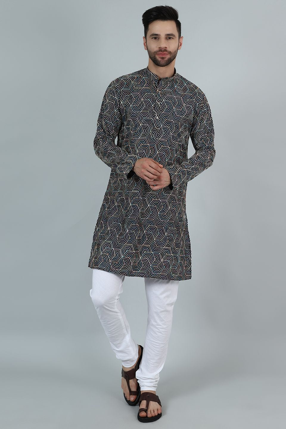 Digital Print Cotton Silk Multicolored Kurta Pyjama