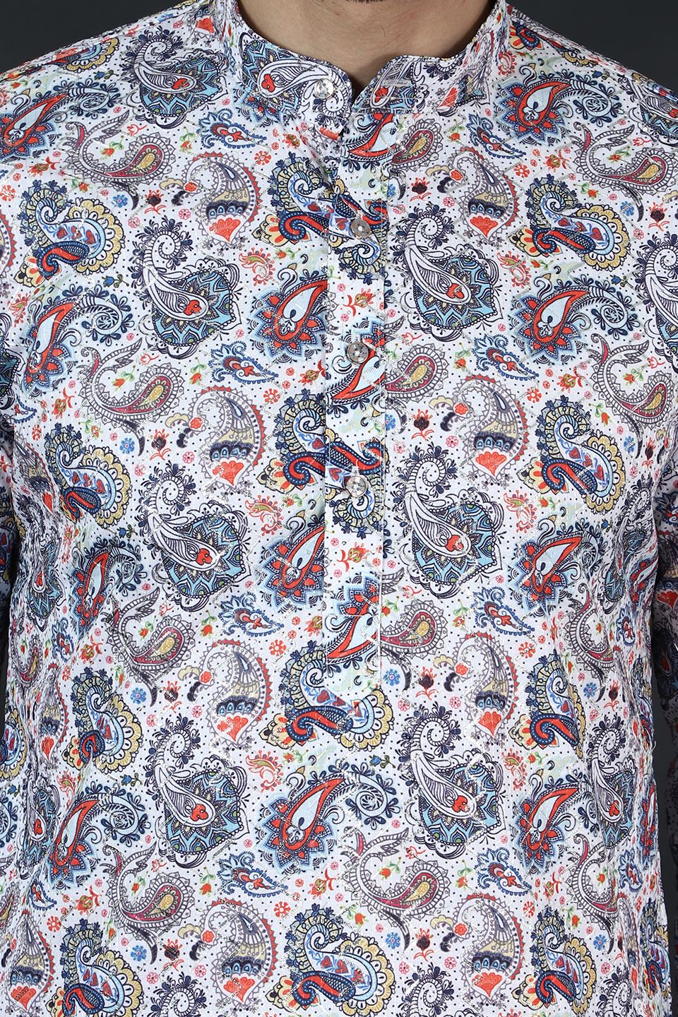 Digital Print Cotton Silk White Kurta Pyjama