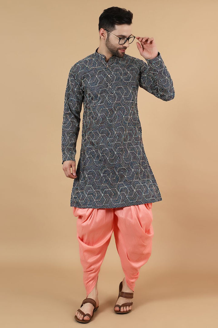 Digital Print Cotton Silk Multicolored Kurta Dhoti