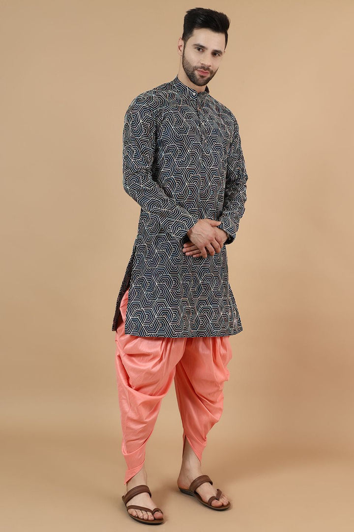Digital Print Cotton Silk Multicolored Kurta Dhoti
