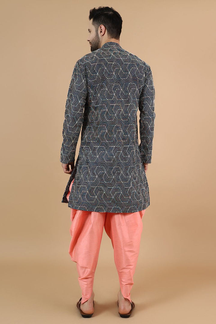 Digital Print Cotton Silk Multicolored Kurta Dhoti