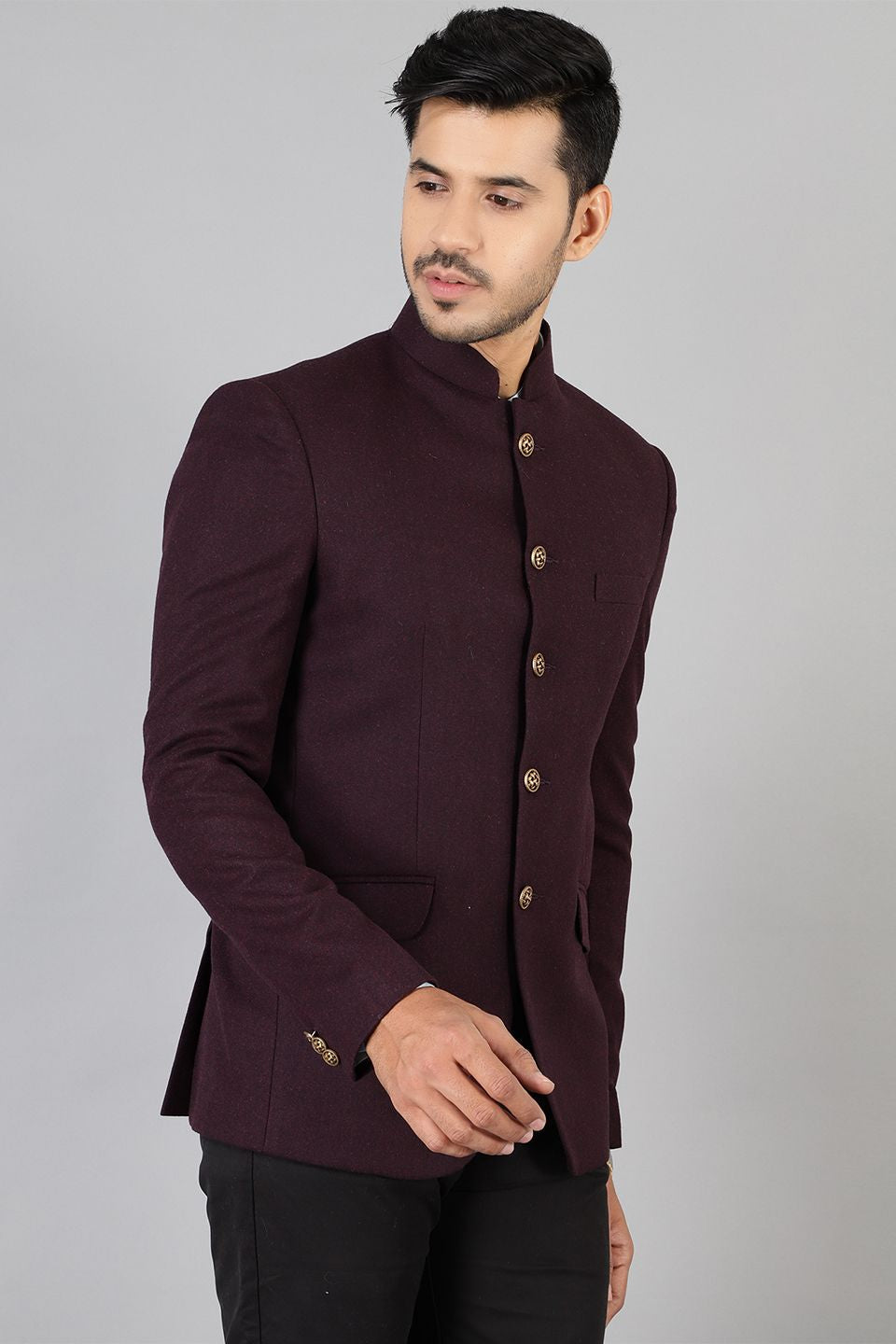 Wool Purple Bandhgala