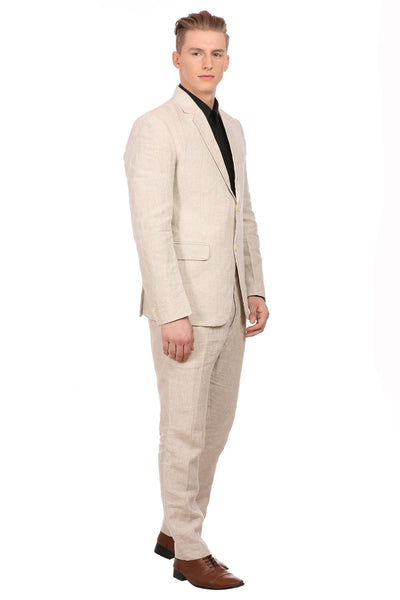 100% Pure Linen Beige Suit