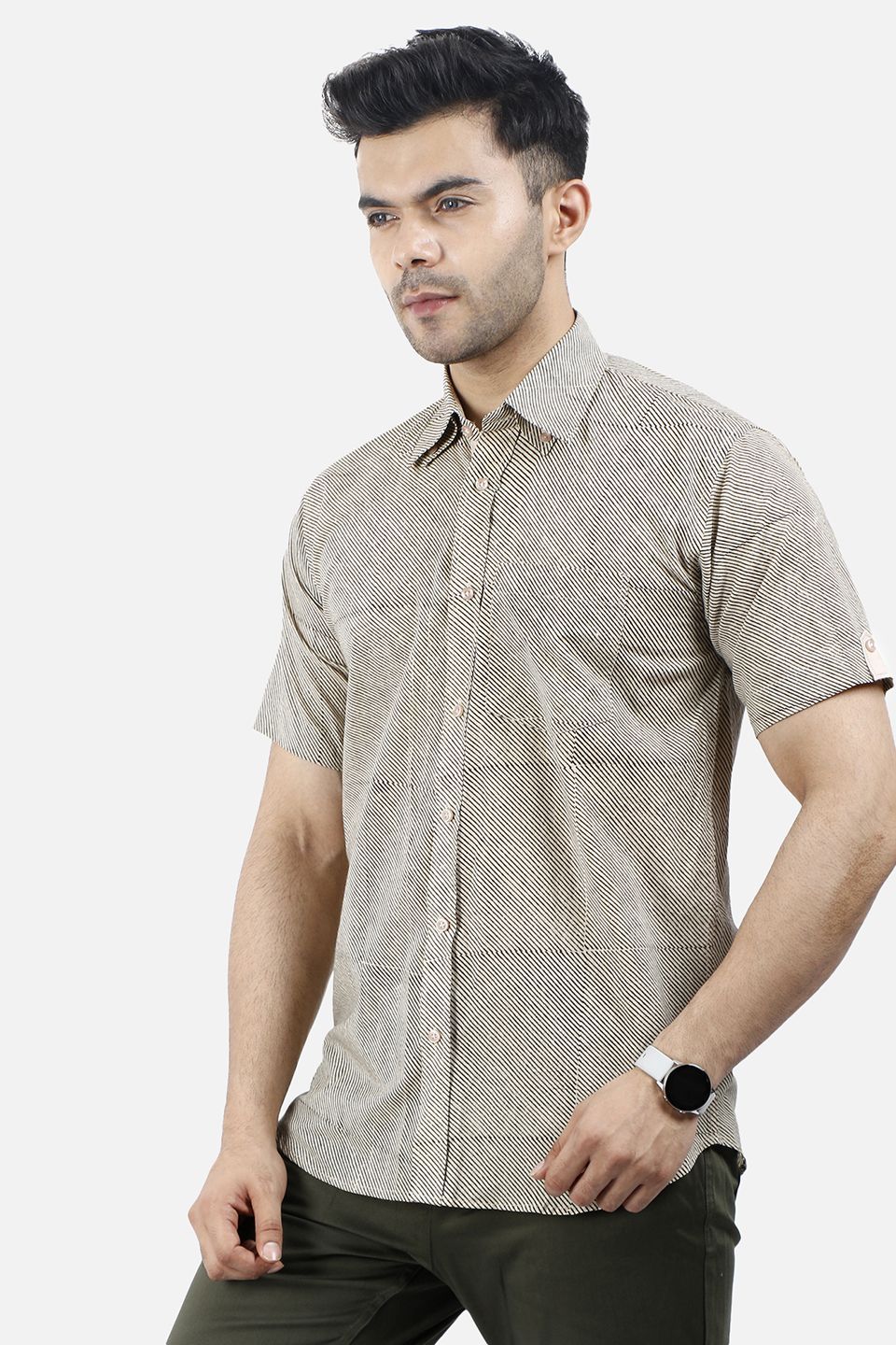 Jaipur 100% Camel Thin Stripe Shirt
