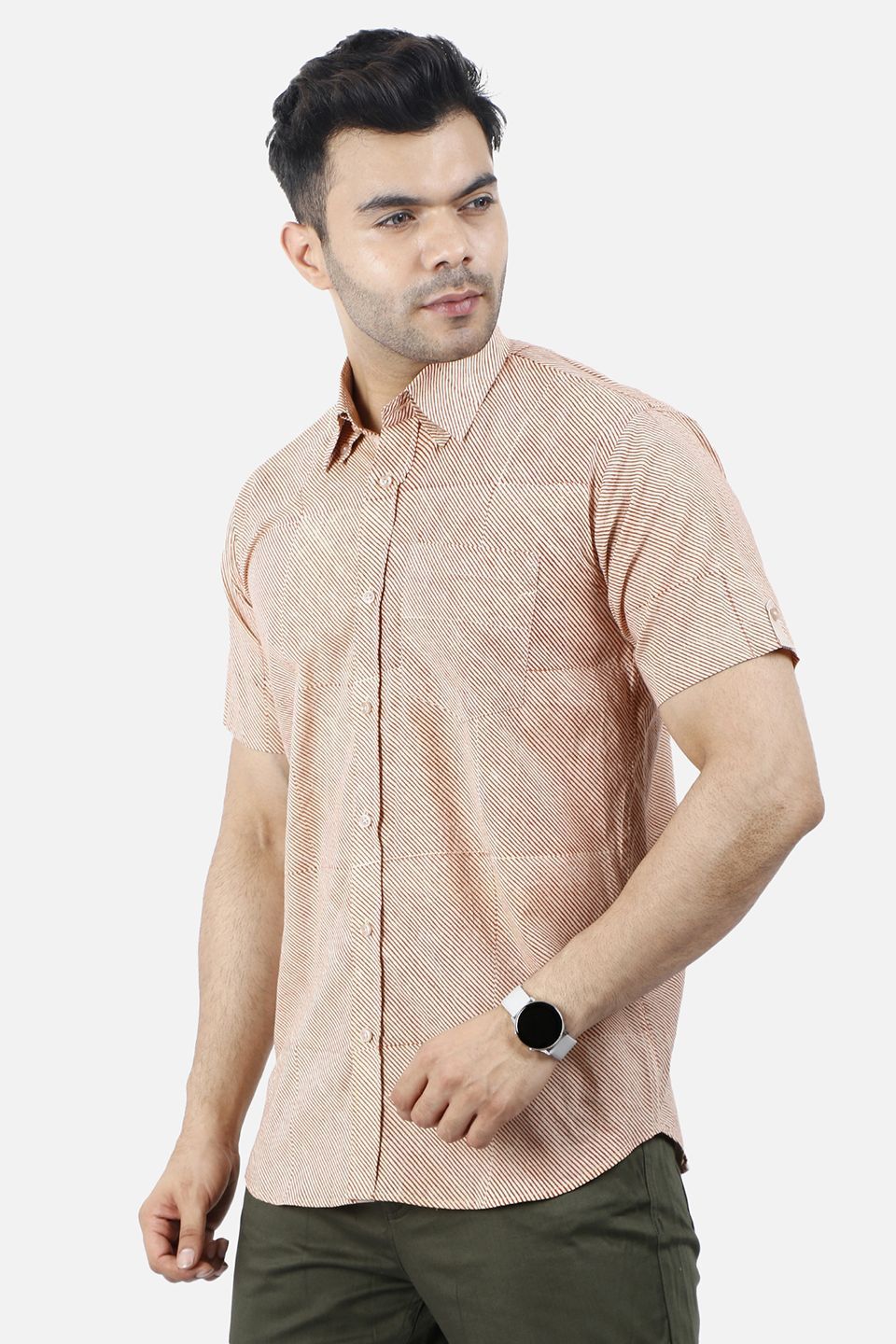 Jaipur 100% Orange Thin Stripe Shirt