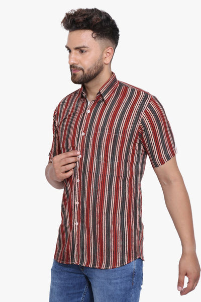 Jaipur 100% Cotton Red Striped Shirt