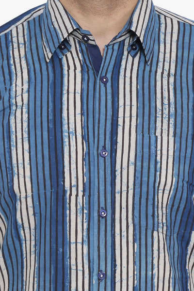Jaipur 100% Cotton Blue Striped Shirt