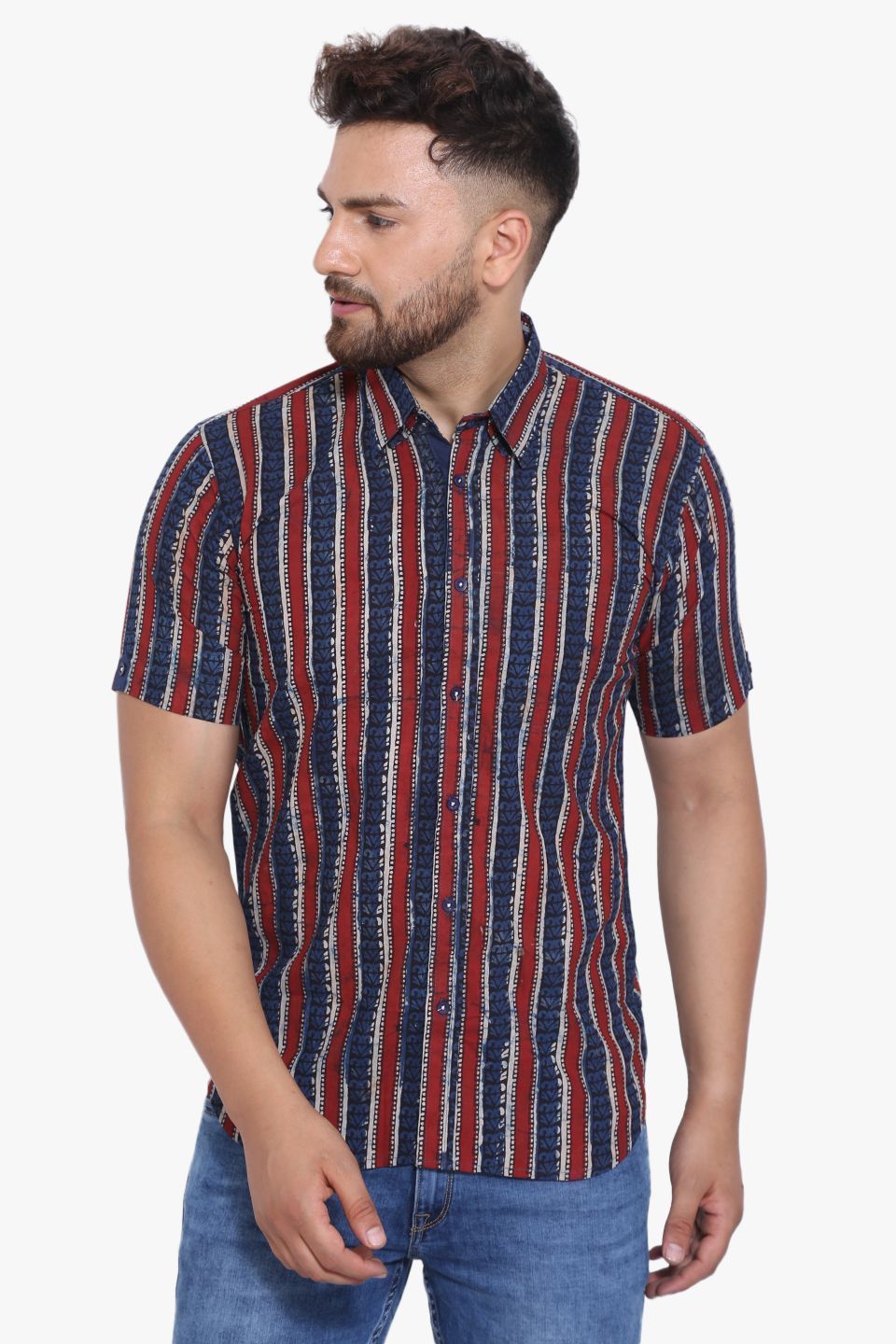Jaipur 100% Cotton Multicolored Striped Shirt