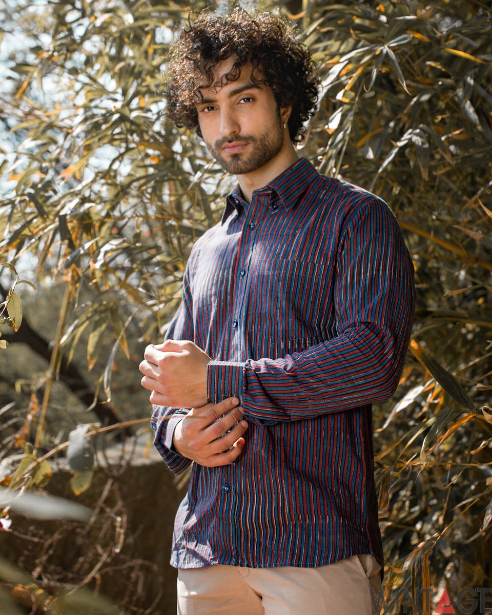 Jaipur 100% Cotton Dark Blue Striped Shirt