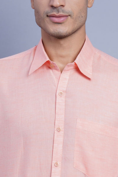 WINTAGE Men's Linen Casual Shirt:Orange 1