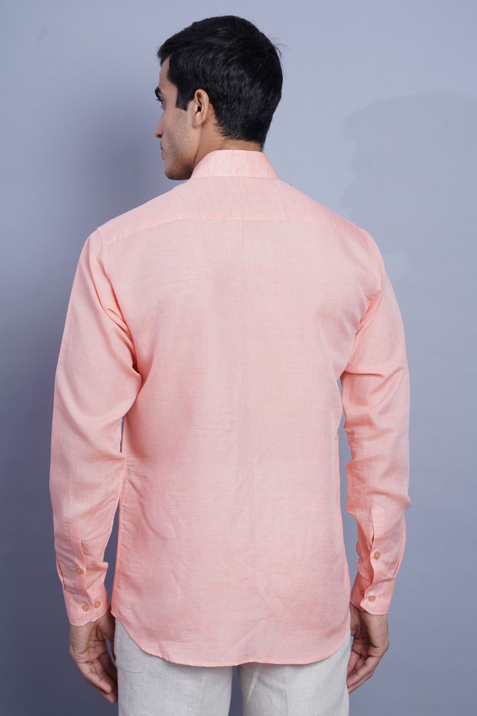 WINTAGE Men's Linen Casual Shirt:Orange 1