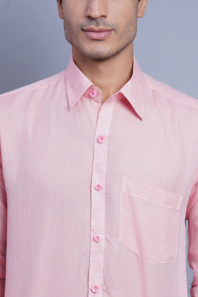 WINTAGE Men's Linen Casual Shirt: Light Pink