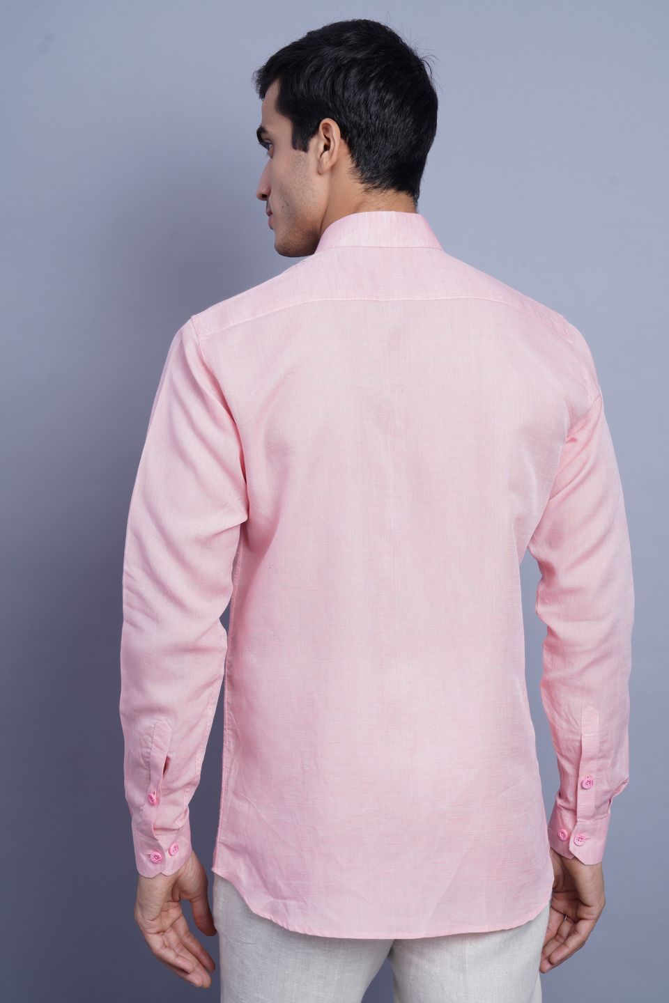 WINTAGE Men's Linen Casual Shirt: Light Pink