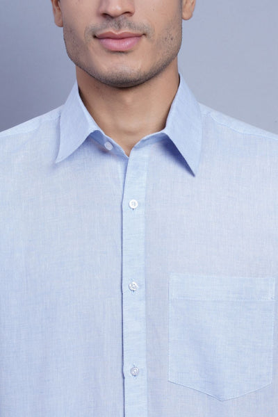 WINTAGE Men's Linen Casual Shirt: Light Blue