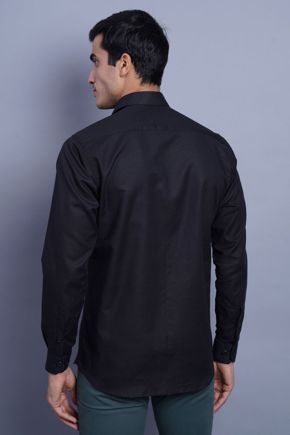 WINTAGE Men's Linen Casual Shirt: Black