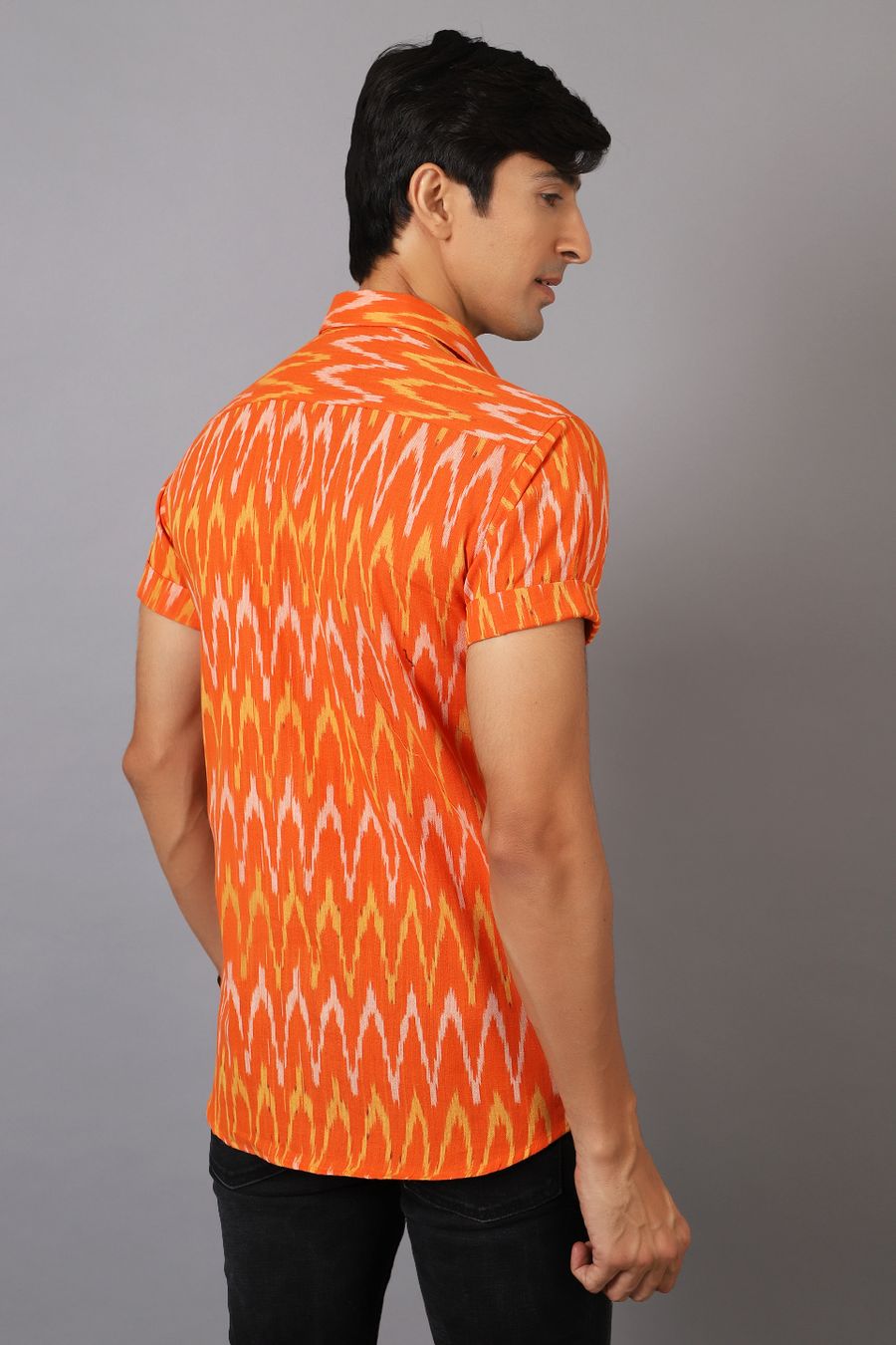 Ikat Cotton Orange Shirt