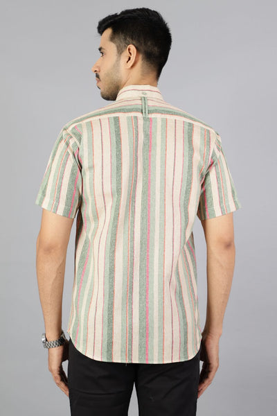 Linen Cotton Multicolored Stripe Shirt