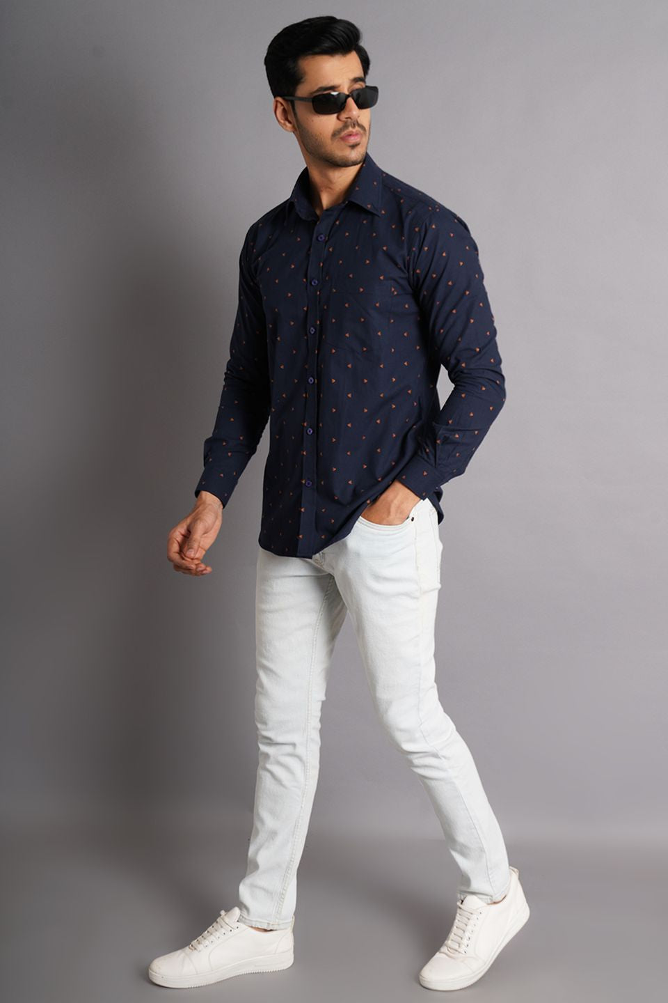 100% Premium Cotton Blue Printed Shirt